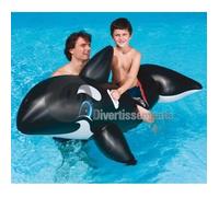 Bouée gonflable Orque - BESTWAY - Chevauchable avec poignées - 203x102cm - PVC - Noir et blanc