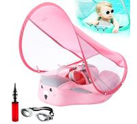 Bouee Mambobaby, Mambo Baby Float, Bouee Bebe avec Pare Soleil SPF 50+, Anneau De Natation Solide avec Auvent Amovible, pour L'entraînement À La Natation des Bébés De 3 À 24 Mois (Rose)