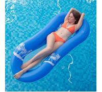 Bouee Piscine Adulte avec Tête à Flotteur, Semi-immergé Recliner Lounge Filet Matelas Gonflable Jouets de Piscine