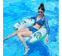 Bouee Piscine Adulte, Hamac Gonflable Piscine avec Porte-gobelets, Matelas Piscine Gonflable, Flottant Bouées d’Eau pour Fête Piscine d'été, Plage, Lac (Vert)