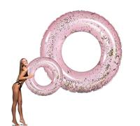 Bouée Piscine Gonflable Enfant Paillettes Rose Poudré, 90cm Bouée de Natation,Anneau de Natation Gonflable Enfant,PVC Bouée Piscine Épaisse Garçon et Fille Pour Les Fêtes D'été Sur La Plage La Piscine