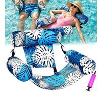 Bouée Piscine Matelas Gonflable Géant - 4 en 1 Hamac Flottant De Piscine pour Adultes Fauteuil Flottant avec Dossiers Confort Idéal pour Été, Plage Et Vacances, 76x40,5x61cm (F)