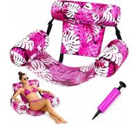 Bouée Piscine Matelas Gonflable Géant - 4 en 1 Hamac Flottant De Piscine pour Adultes Fauteuil Flottant avec Dossiers Confort Idéal pour Été, Plage Et Vacances, 76x40,5x61cm (E)