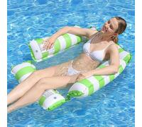 Bouee Piscine, Matelas Gonflable Piscine, Transat Piscine Gonflable, Motif Rayé Hamac Flottant, Piscine Party Water Fun, pour Adultes Et Enfants Accessoire Piscine (Vert)