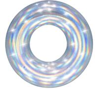 Bouée ronde - BESTWAY - Ø 107 cm - Vinyle robuste - Valve de sécurité - Patch de réparation - Iridescente argent