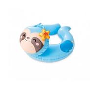 Bouee Tete Animal Paresseux 58x55cm, Enfant 3-6 Ans - Flotteur, Anneau Natation - Gonflable Piscine Eau Plage - Set Jeu + Carte Animal