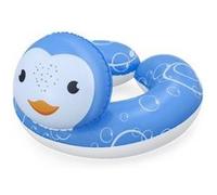Bouee Tete Animal Pingouin, Bleu 50x46cm - Bouee Piscine Enfant 3/6 Ans - Gonflable, Flotteur, Anneau Natation - Set Jeu Eau Et Carte