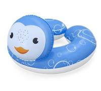 Bouee Tete Animal Pingouin Bleu 50x46cm - bouee Piscine Enfant 3/6 Ans - Gonflable, Flotteur, Anneau Natation - Set Jeu Eau avec Carte Offerte