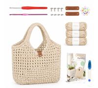 BOUFEIDA Kit Crochet Débutant 1 Tailles, Kit Tricot Debutant Adulte Crochet 4,5 mm, avec Instruction en Anglais Kits de Crochet, Cadeau Créative pour Fille, Famille et Amie (Uni)