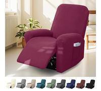 BOUFEIDA Lot de 4 Housses de Fauteuil de Relaxation 1 Place - Extensible - avec Poches - pour Fauteuil TV et Fauteuil de Relaxation - Antidérapante - Haute élasticité - avec Fond élastique