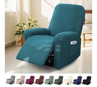 BOUFEIDA Lot de 4 Housses de Fauteuil de Relaxation 1 Place - Extensible - avec Poches - pour Fauteuil TV et Fauteuil de Relaxation - Antidérapante - Haute élasticité - avec Fond élastique