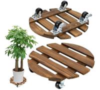 BOUFEIDA Porte Plante a roulettes, Lot de 2 Support Plante Roulette 35x35cm, Supports de Pots de Fleurs à roulettes, Plateau a Roulette Capacité de 100KG, Plateau Roulant pour Extérieur à Intérieur