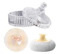 Bouffée De Poudre Pour Le Corps Et Récipient, Ensemble Complet Poudre, Verre En Polyester Velours, Grande Houppette Pôudre, Houppette De Maquillage Avec Boîte, Compacte, Pour Les Retouches En Dé