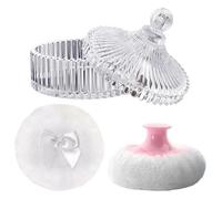 Bouffée De Poudre Pour Le Corps Et Récipient, Ensemble Complet Poudre, Verre En Polyester Velours, Grande Houppette Pôudre, Houppette De Maquillage Avec Boîte, Compacte, Pour Les Retouches En Dé
