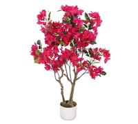 Bougainvillier artificiel 100 cm avec tronc naturel, Fleurs roses tréflées, plante réaliste en pot - Pour jardin, balcon & intérieur