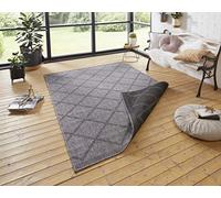 bougari Corsica Tapis réversible pour l'intérieur et l'extérieur, Polypropylène, Charbon, 120 x 170 cm