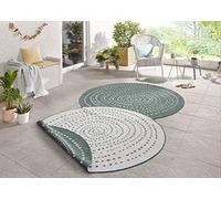 bougari in- & Outdoor Bali Tapis réversible Rond Vert/crème Ø 140 cm