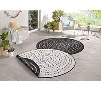 Bougari Tapis réversible pour l'intérieur et l'extérieur Bali - Noir crème - Diamètre : 140 cm