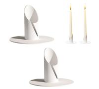 Bougeoir, 2 Pièces Bougeoirs pour Décoration de Table, Bougies de Baptême, Bougeoir Vintage en Métal, pour Anniversaire, Festival, Fête, Blanc