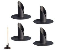 Bougeoir, 4 Pièces 2,2cm Bougeoir Métal, Bougeoirs de Dîner aux Chandelles, Porte Bougies Pilier, pour la Décoration de Table, Les Fêtes d'anniversaire, Noir