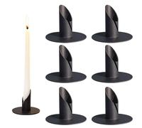 Bougeoir, 6 Pièces 2,2cm Bougeoir Métal, Bougeoirs de Dîner aux Chandelles, Porte Bougies Pilier, pour Les Banquets, Les Anniversaires de Mariage, Noir