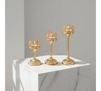 Bougeoir artistique doré avec profil de couronne et mécanisme de base de verrouillage à vis pour un meilleur équilibre et durabilité (petit doré)