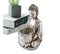Bougeoir Bouddha | Bougeoir en résine méditant Statuette Bouddha,Bougeoir en résine méditation pour Maison, Cour, Bureaux Povanjer