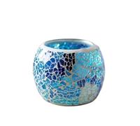 Bougeoir Chandelier en Verre mosaïque de Flocon Neige Couleur, Bougie Souhait, Support lumière thé, Ornements Table for fête Mariage, Chandelier Romantique(Blue)