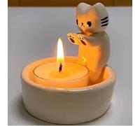 Bougeoir Chat,Bougeoirs pour Bougies Chauffe-Plat Chaton Kitten Candle Holder Warming Paws Cat Gypsum Candle Holder Jolis Bougeoirs Cadeaux pour Les Amoureux des Chats (sans Bougie)