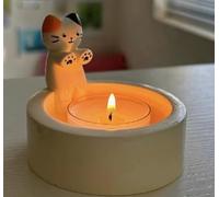 Bougeoir Chat,Bougeoirs pour Bougies Chauffe-Plat Chaton Kitten Candle Holder Warming Paws Cat Gypsum Candle Holder Jolis Bougeoirs Cadeaux pour Les Amoureux des Chats (sans Bougie)
