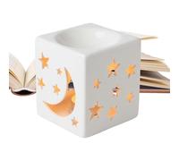 Bougeoir Chauffe-Plat, brûleur diffuseur d'aromathérapie en céramique, Support de Bougie Votive Lune et étoile Creuse, Support de Fondue résistant à la Chaleur pour la Maison, la Table, la fête d