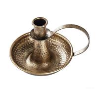 Bougeoir conique pratique en fer avec poignée pour une utilisation avec des bougies pilier et LED, ajoute un look élégant aux tables de mariage, cheminées et espaces de vie (petit bronze)