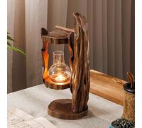 Bougeoir coupe-vent en bois massif, base de bougie de bureau rétro créative avec dôme en verre, fait à la main pour la décoration romantique, l'aromathérapie, la maison et l'extérieur