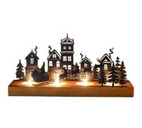 Bougeoir couronne de l'Avent en bois avec assiettes en métal - Bougeoir de Noël pour décoration de table - Décoration de l'Avent