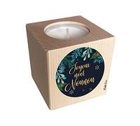 Bougeoir Cube Noël- Joyeux noël Nounou Feuillage