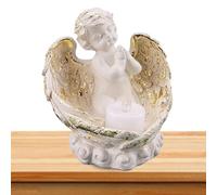 Bougeoir d'ange | Délicat bougeoir Tealight Statue d'ange chérubin avec bougie - Statue commémorative Baptême Baptême Faveur pour Salon, Bureau, Église