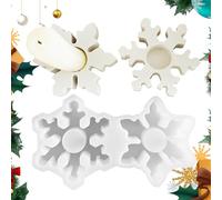 Bougeoir de couleur vert bleuté - Moule en silicone flocon de neige, moule en résine | 2 époxy, motif détaillé de flocons de neige, idéal pour la décoration de Noël, chœur, toi