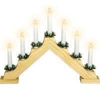 Bougeoir de l'avent en bois, LED, 7 lumières