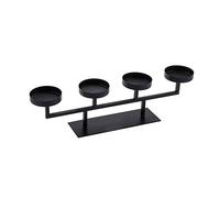 Bougeoir de l'Avent noir pour 4 bougies piliers - 48 x 13 cm - Chandelier rectangulaire en métal - Décoration de table de Noël