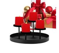 Bougeoir De Noël - Cadre Rond 21 X 21 X 5 Cm, Plateau À Bougies En Fer, Présentoir Festif Avec Style Rustique Moderne Pour Arrangement De Table | Support Pour Événement De Célébration, Réception De Ma
