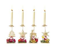 Bougeoir de Noël en Fer - Lot de 4 Décorations D'ornement de Chandelier en Or pour Cheminée, Table, Flocon de Neige Vintage, Arbre, Elk, Étoile - pour Dîner de Noce