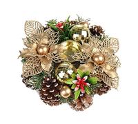 Bougeoir de Noël - Petit bougeoir vintage de ferme - Petit bougeoir rustique vintage de ferme - Bougeoir artificiel pour centre de table de Noël - Baies rouges, pin