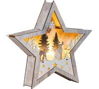 Bougeoir de table étoile - env. 25,5 x 5 x 25,5 cm - 6 LED blanc chaud / pour l'intérieur / fonctionne avec des piles