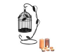 Bougeoir Décoratif en Cage à Oiseaux, Tirelire Cage pour de Maison volière Style Maison de Campagne Suspendue en Métal Bougeoir Chandelier à Cage à Oiseaux pour de Fête de Mariage, 22 x 12 cm(Noir)
