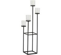 Bougeoir Design Métal & Verre 4 Têtes 77cm Noir Noir
