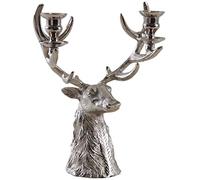 Bougeoir double tête de cerf en aluminium