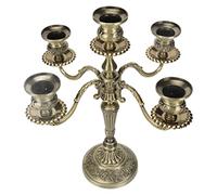 Bougeoir élégant et Haut avec 5 Têtes de Bougie, Décoration Vintage en Acier Inoxydable pour Restaurants et Mariages, Protège la Table des Gouttes Chaudes, Construction en