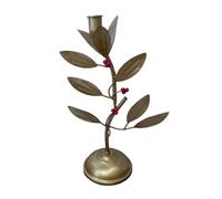 Bougeoir élégant rétro en fer avec motif de branche d'arbre peint couleur bronze pour mariage, fête, décoration d'intérieur, 35 x 21 cm