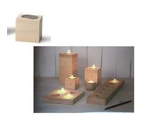 Bougeoir en bois carré PM - Forme carrée - Dimensions 6x6 cm