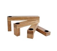 Bougeoir en bois pliable pour 4 bougies à tige - 33 x 15 cm - Bougeoir décoratif pour bougies de table - Chandelier de l'Avent de Noël - Décoration de table d'hiver